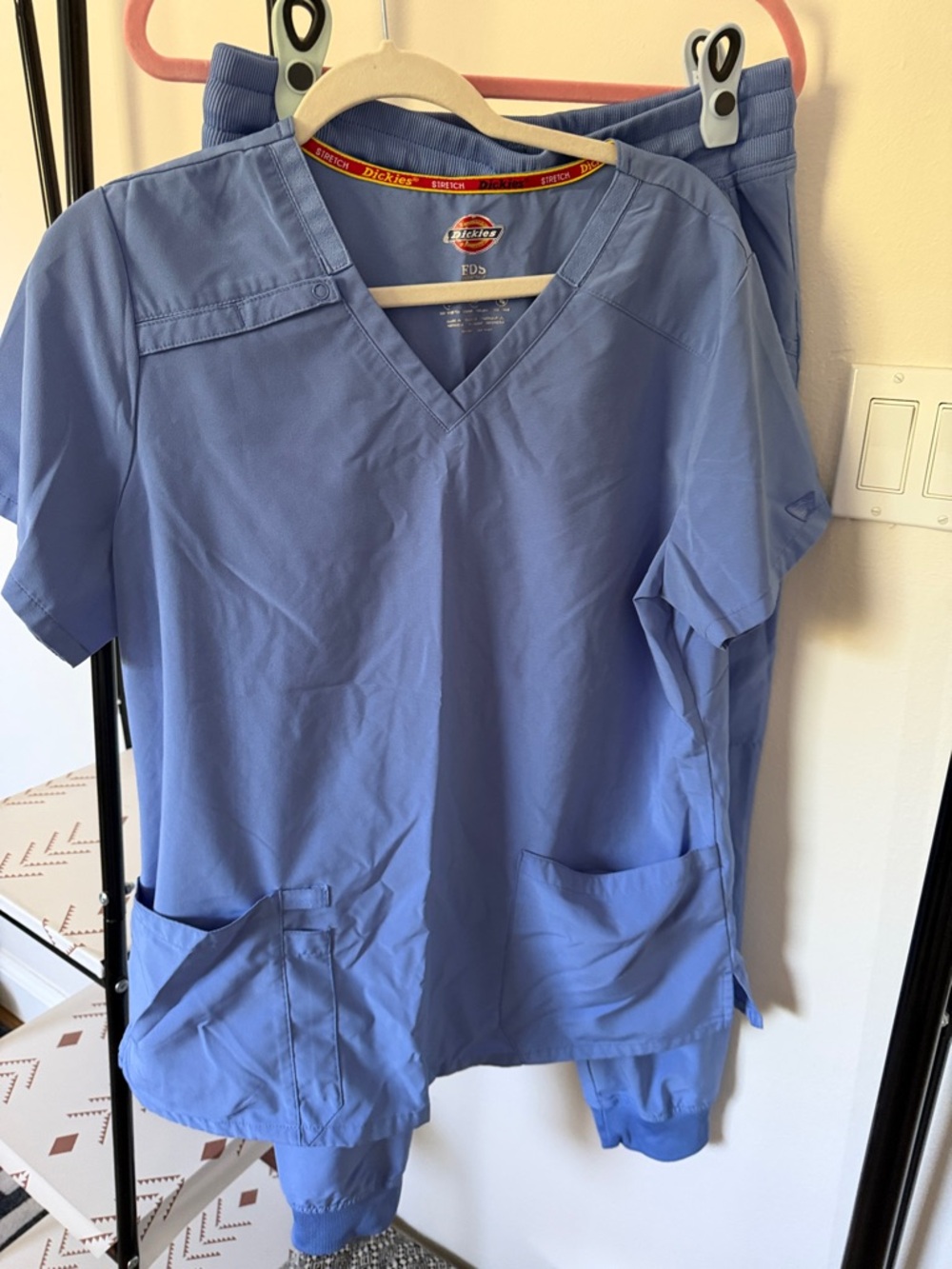 Dickies Women's V-Neck Scrub Top in Blue